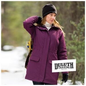 Duluth Trading Thinsulate Windbreaker Zip Long Jacket Hooded Zip Snap Purple 2XL